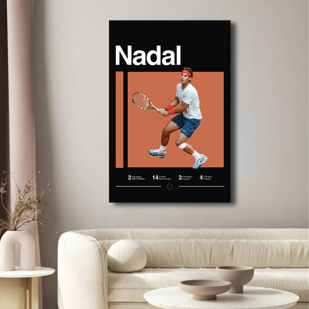 Rafael Nadal Poster, Tennis Print, Minimalist, Mid-Century Modern, Tennis Fans, Sports Office Wall Art, Sports Bedroom