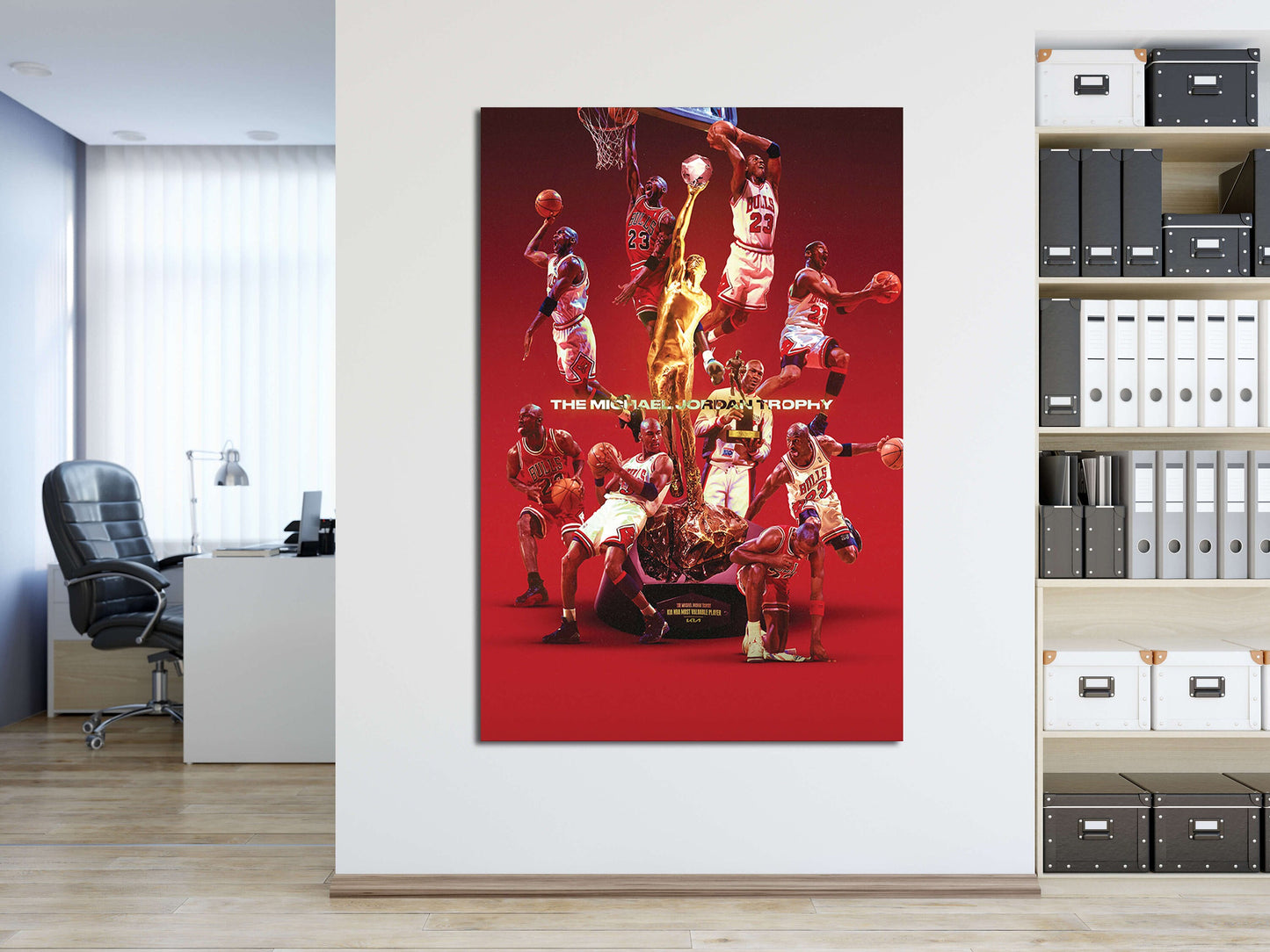 JORDAN TROPHY Michael Jordan Basketball Ball Wall Art, Jordan 23 Chicago Bulls Poster, Wall Art, Mike Basketball Goat Canvas