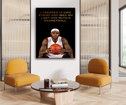 MY LAST DAY LeBron James Poster, Record Breaking Shot" Gallery Canvas Wrap, Los Angeles Lakers, Man Cave, Kids Room, Game Room, Bar