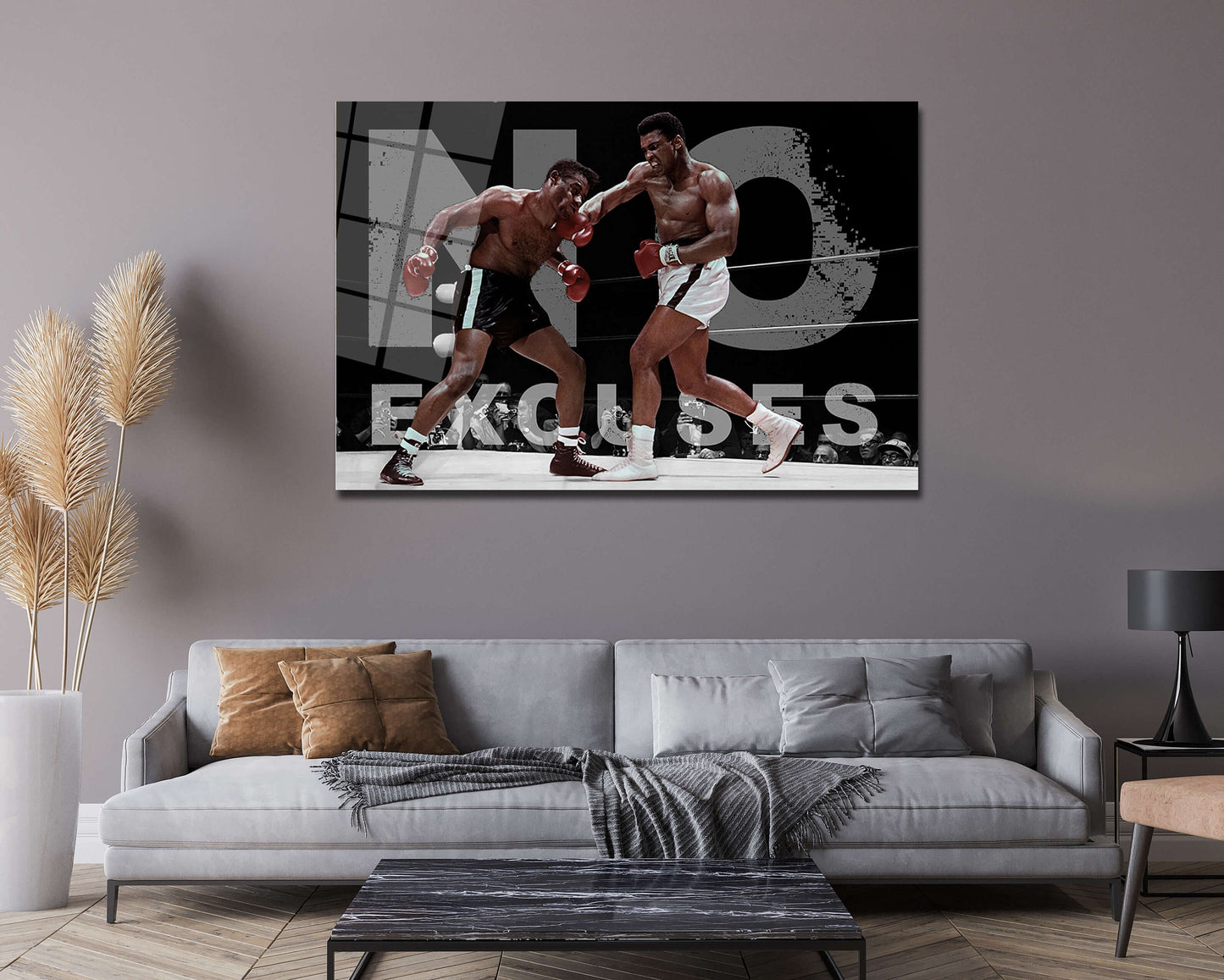 MUHAMMAD ALI - No Excuses Motivational Canvas Art Boxing Quote Inspirational Wall Art Framed Canvas Poster Print Home/Office Champion Quote