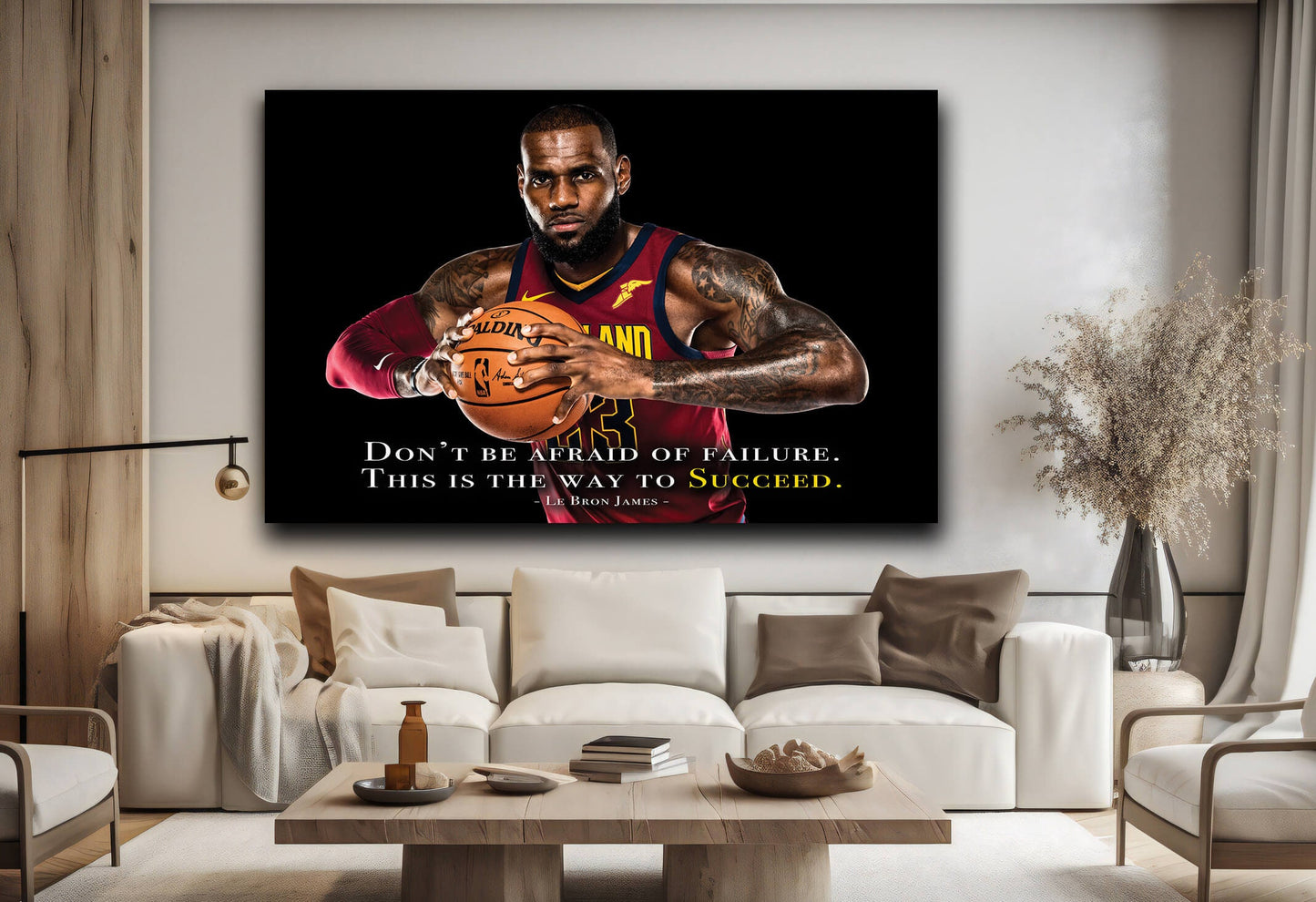 Basketball Quote Wall Art for Living Room LeBron James Canvas Paintings on Canvas American Basketball Wooden Framed Stretched Ready to Hang