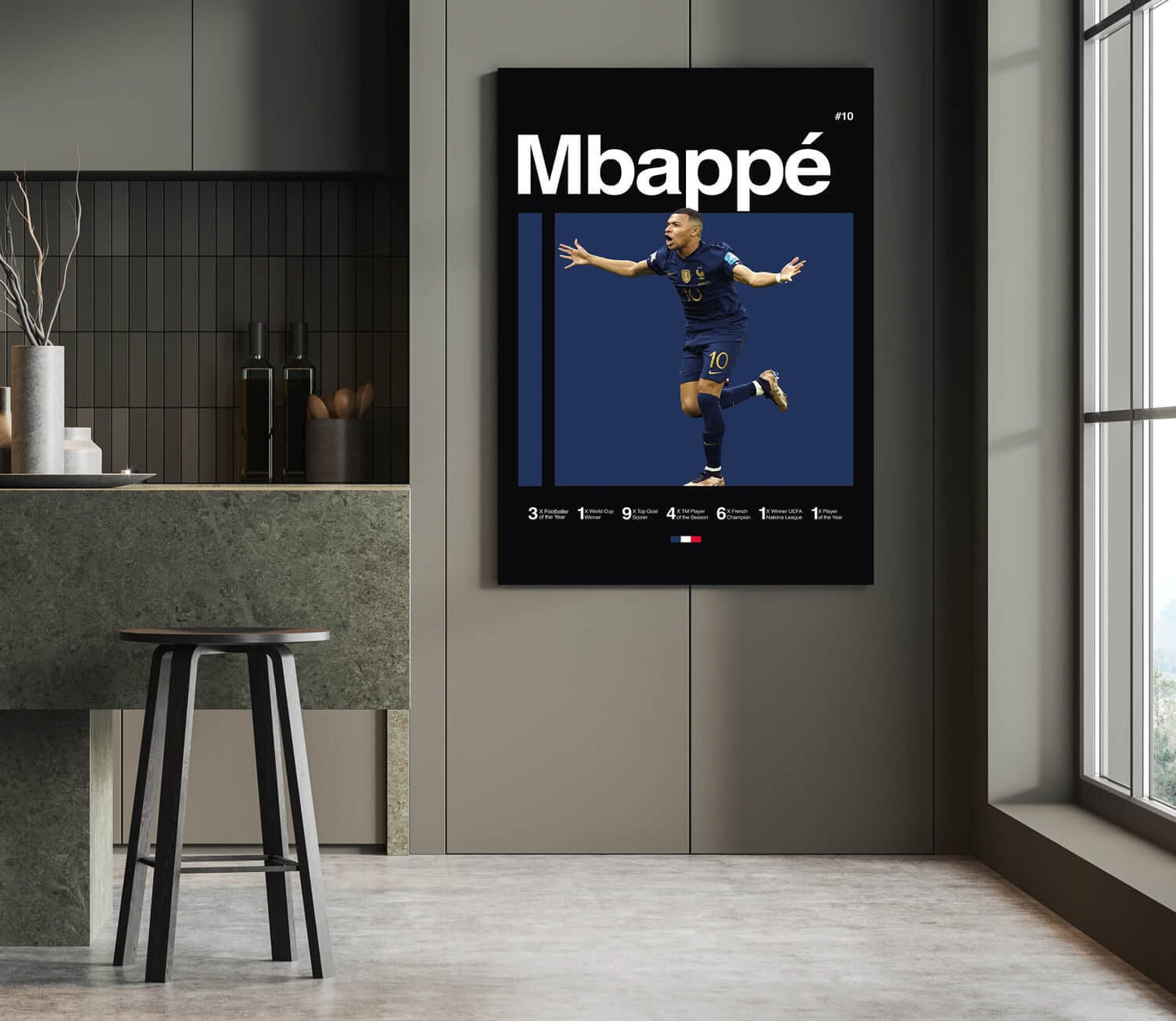 Kylian Mbappe Poster, World Cup Art, France Football, Soccer Poster, Minimalist, Mid Century Modern, Office Wall Art, Bedroom Art