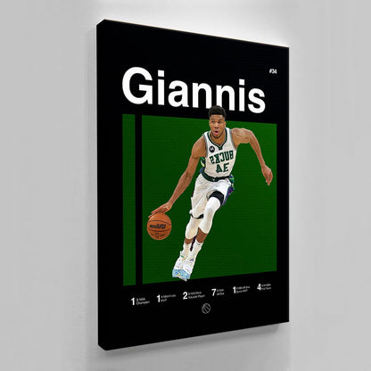 Giannis Antetokounmpo Poster, Milwaukee Bucks Poster, Minimalist, Mid-Century Modern, NBA Poster, Office Wall Art, Bedroom Art