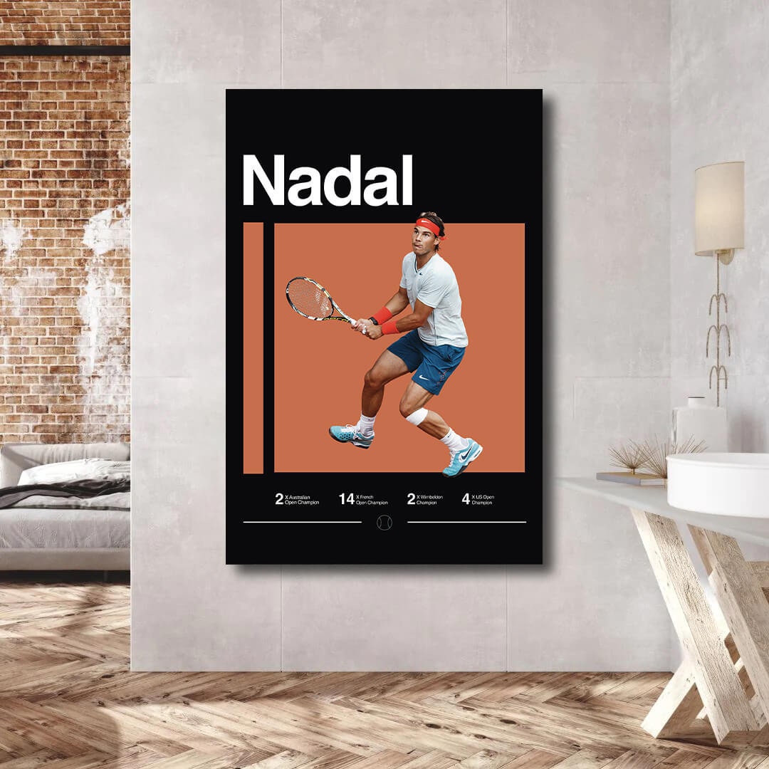 Rafael Nadal Poster, Tennis Print, Minimalist, Mid-Century Modern, Tennis Fans, Sports Office Wall Art, Sports Bedroom