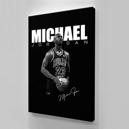 Michael Jordan Basketball Ball Wall Art, Jordan 23 Chicago Bulls Poster, Wall Art, Mike Basketball Goat Canvas