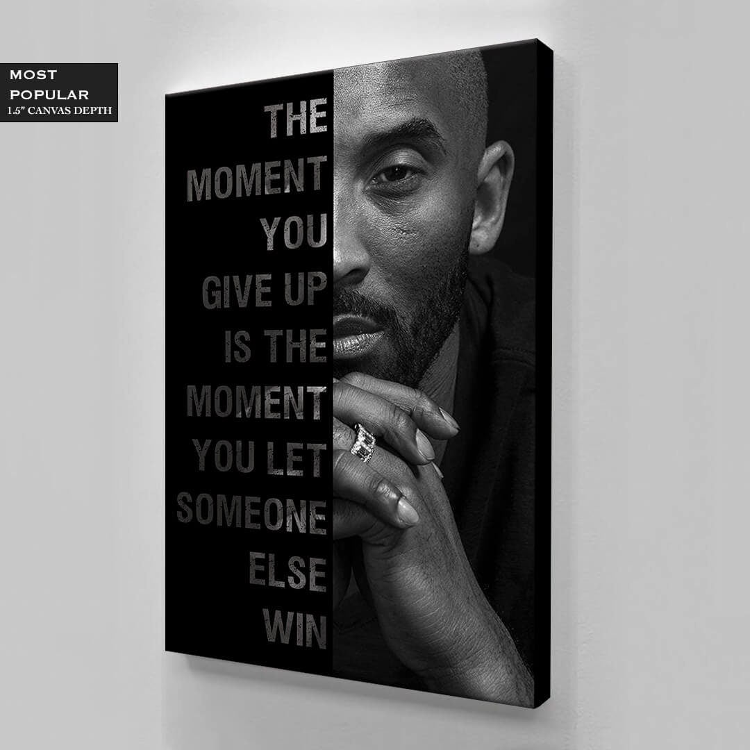 Mamba Mentality Kobes Framed Canvas Quotes Inspirational Wall Art Motivational Kobe Posters Bryant The Moment You Give Up Never Give Up