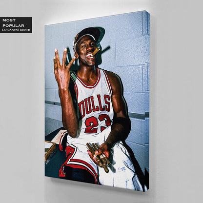 Michael Jordan Three Peat Michael Jordan Basketball Ball Wall Art, Jordan 23 Chicago Bulls Poster, Wall Art, Mike Basketball Goat Canvas