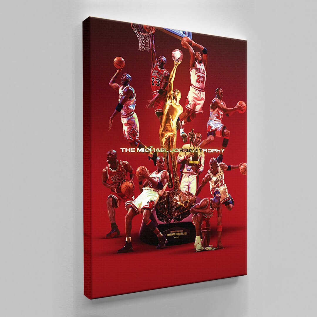 JORDAN TROPHY Michael Jordan Basketball Ball Wall Art, Jordan 23 Chicago Bulls Poster, Wall Art, Mike Basketball Goat Canvas