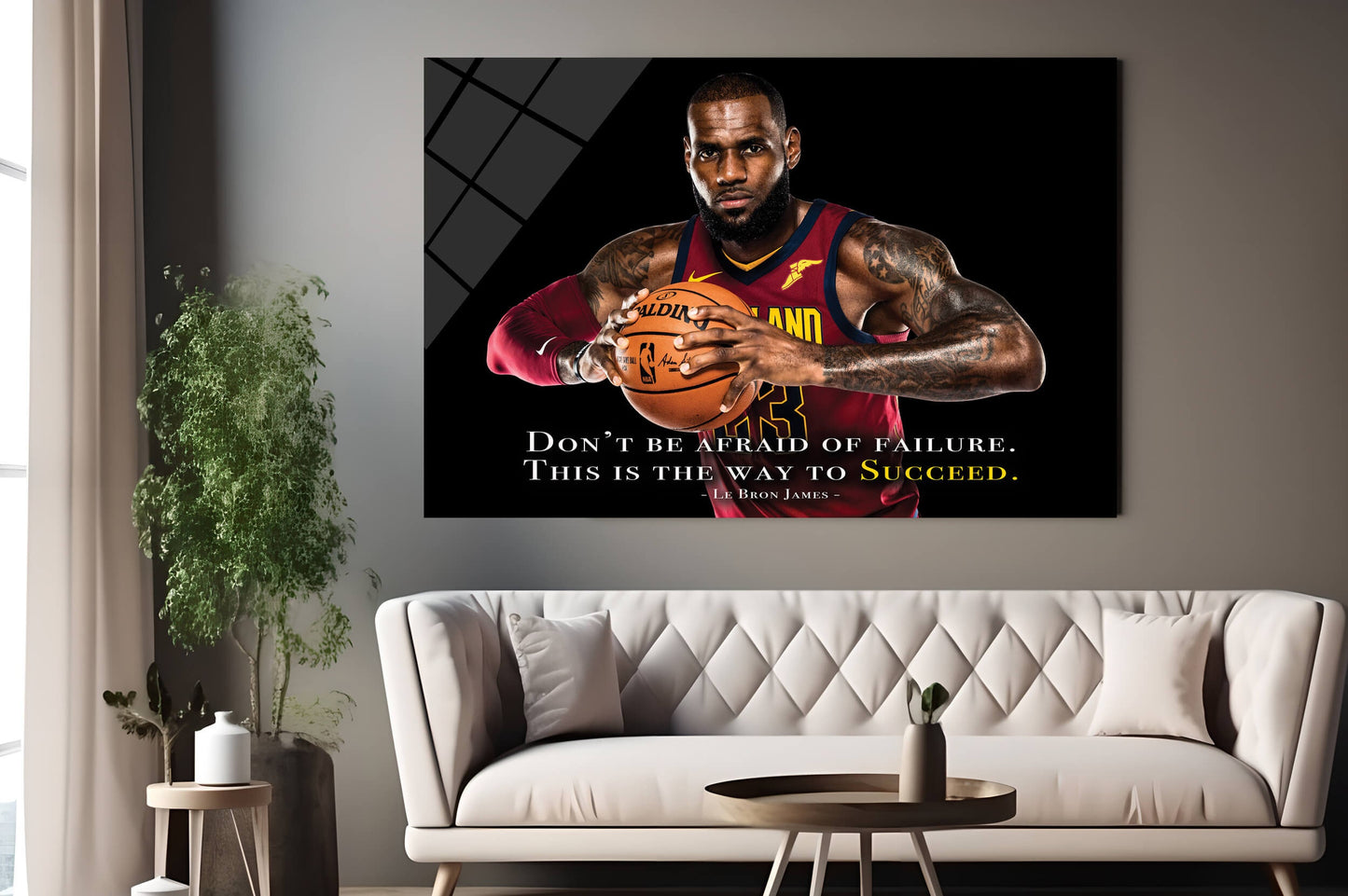 Basketball Quote Wall Art for Living Room LeBron James Canvas Paintings on Canvas American Basketball Wooden Framed Stretched Ready to Hang