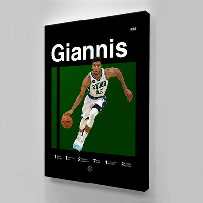 Giannis Antetokounmpo Poster, Milwaukee Bucks Poster, Minimalist, Mid-Century Modern, NBA Poster, Office Wall Art, Bedroom Art