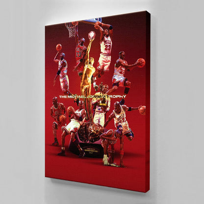 JORDAN TROPHY Michael Jordan Basketball Ball Wall Art, Jordan 23 Chicago Bulls Poster, Wall Art, Mike Basketball Goat Canvas