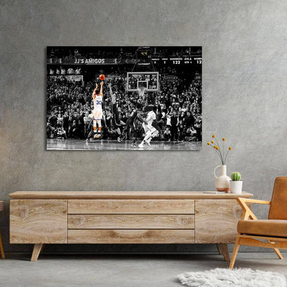 Stephen Curry Winning Shot Canvas or Poster - Iconic Golden State Warriors Fan Gift - Basketball Wall Art - Boys Dorm Decor - Office Decor