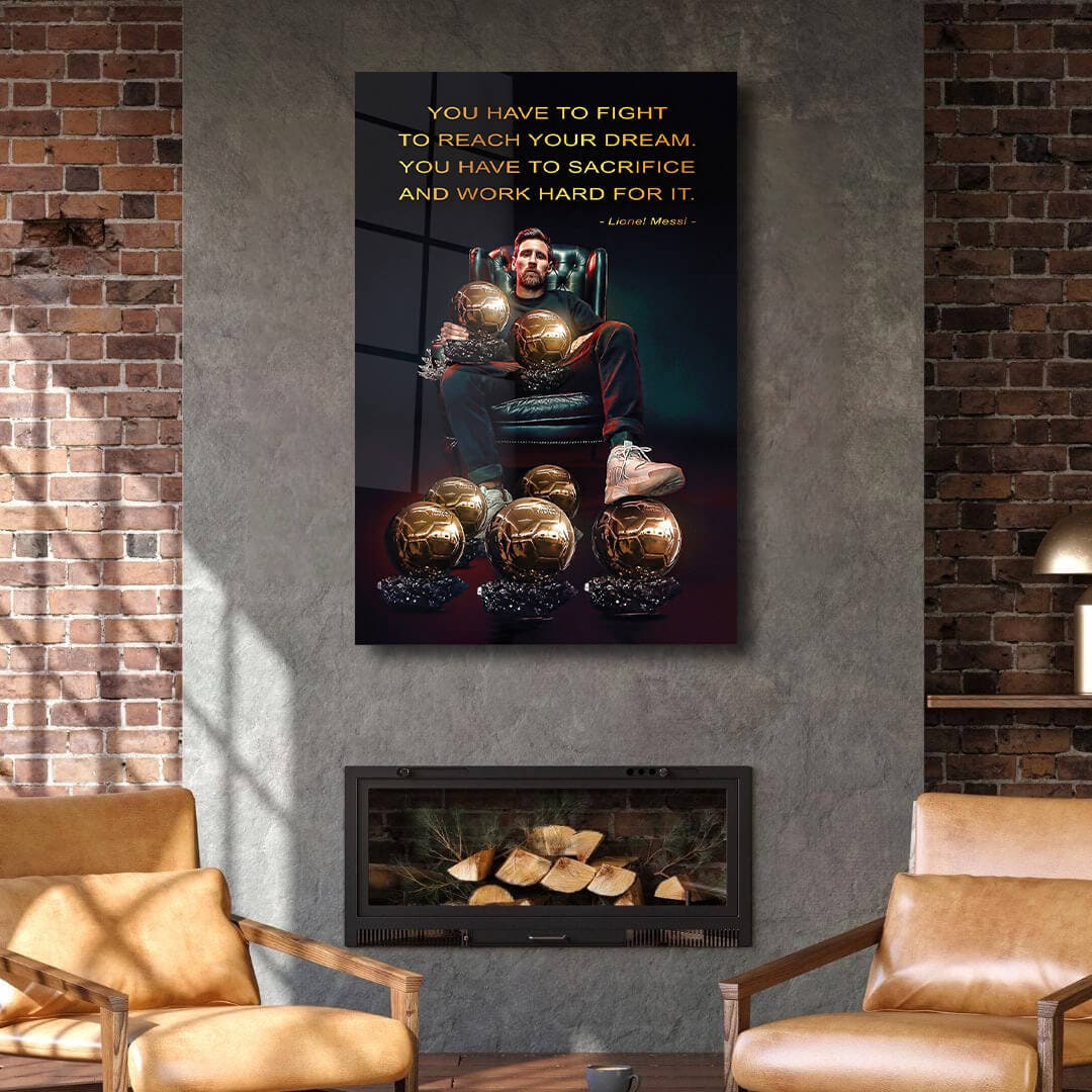 Fight To Reach Your Dreams LIONEL MESSI, Cups Poster, Argentina Football Legend, Miami, Soccer Gift, Sport Decor, Messi King Qoute Print