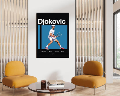 Novak Djokovic Poster, Tennis Print, Minimalist, Mid-Century Modern, Tennis Fans, Sports Office Wall Art, Sports Bedroom