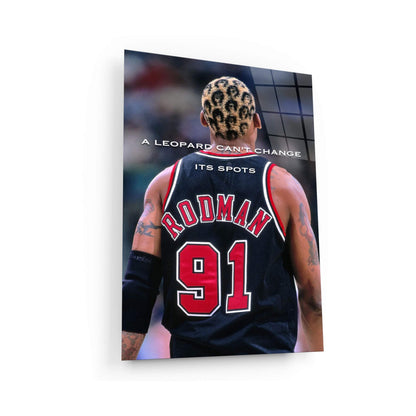 Give Everything Dennis Rodman Canvas, Motivational Quotes, Leopard Head Basketball Player Print, Great Player Of All The Time,