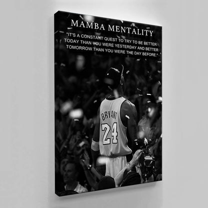 Mamba Mentality Kobes Framed Canvas Sport Quotes Inspirational Wall Art Motivational Kobe Posters Bryant Decor Living Room Artwork Men Gym