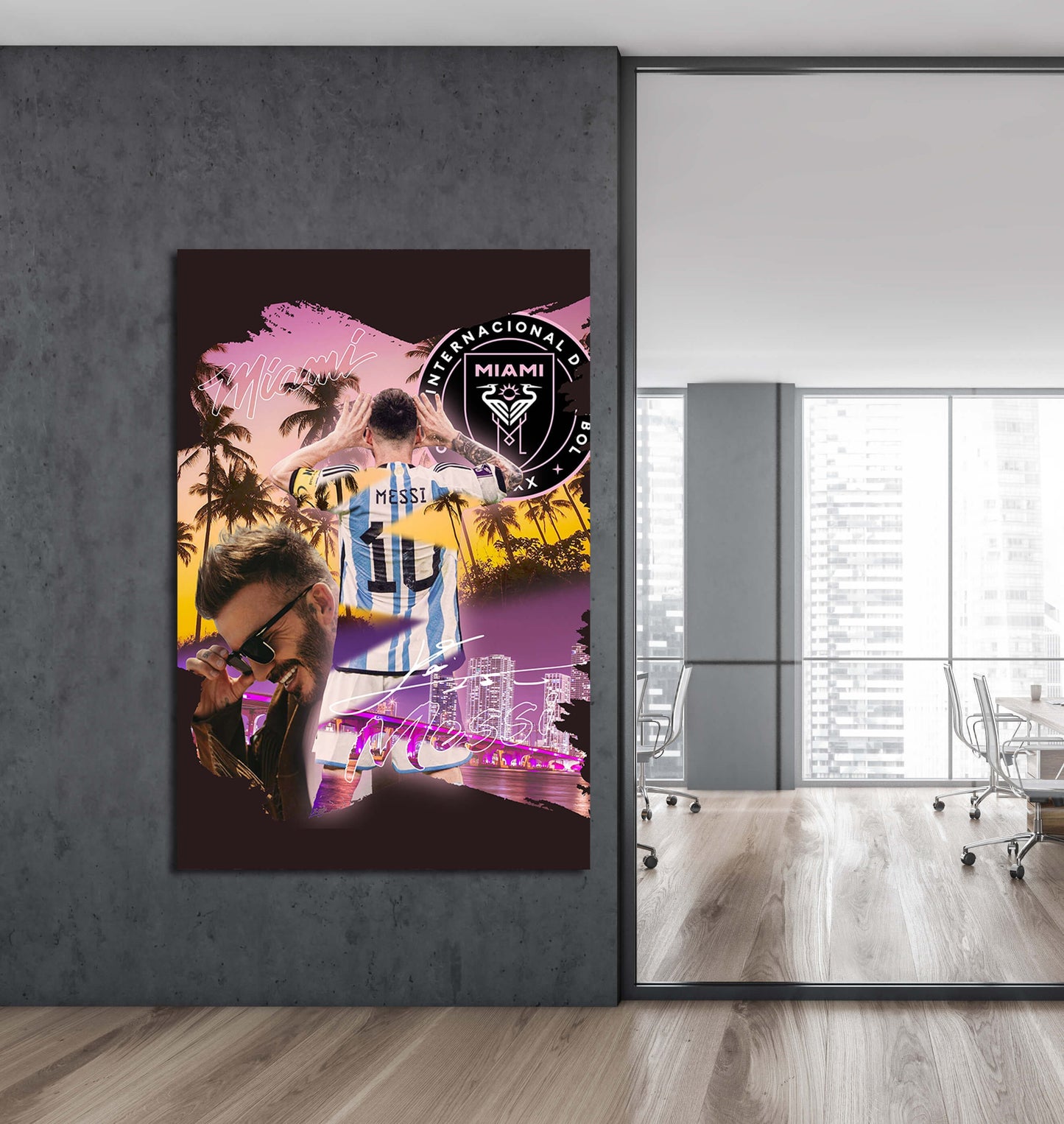 Lionel Messi - Inter Miami Poster - Canvas, Sports Framed Print, Soccer Poster, Decor, Man Cave Gift, Wall Decor, Wrap, Inter Miami CF, MLS