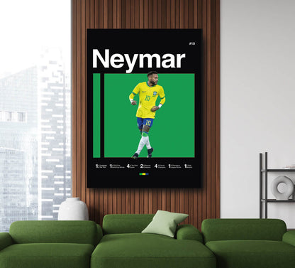 Neymar Poster, Brazil Football, World Cup Art, Soccer Poster, Minimalist, Mid-Century Modern, Office Wall Art, Bedroom Art, Gifts For Him