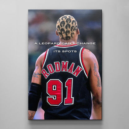 Give Everything Dennis Rodman Canvas, Motivational Quotes, Leopard Head Basketball Player Print, Great Player Of All The Time,