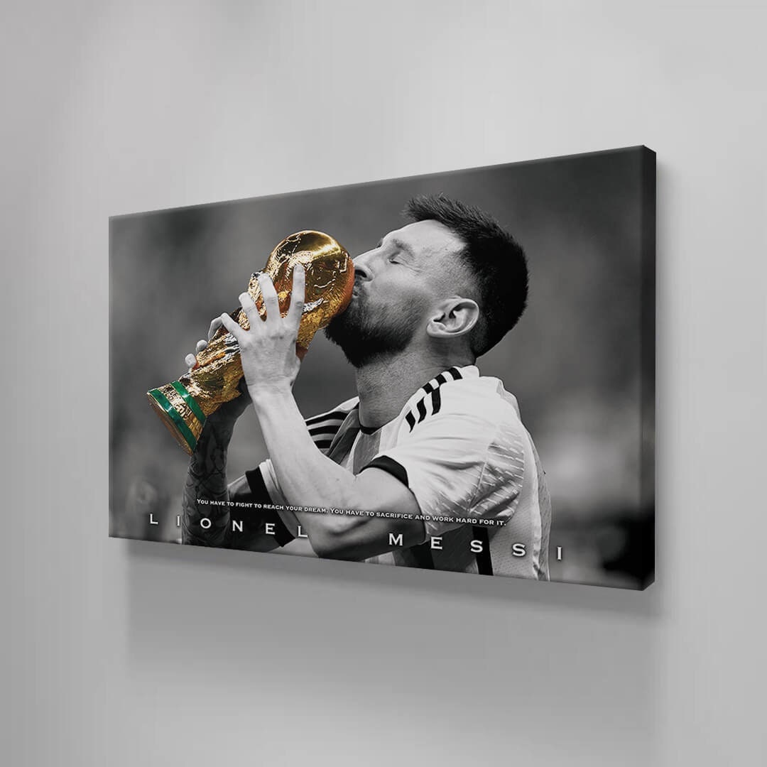 LIONEL MESSI Canvas, World Cup 2022 Poster, Argentina Football Legend, Soccer Player Poster, Soccer Gift, Sport Decor, Messi Qoute Print