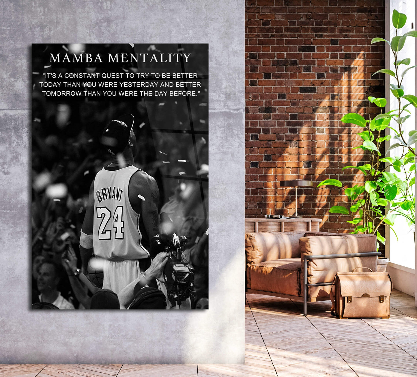 Mamba Mentality Kobes Framed Canvas Sport Quotes Inspirational Wall Art Motivational Kobe Posters Bryant Decor Living Room Artwork Men Gym