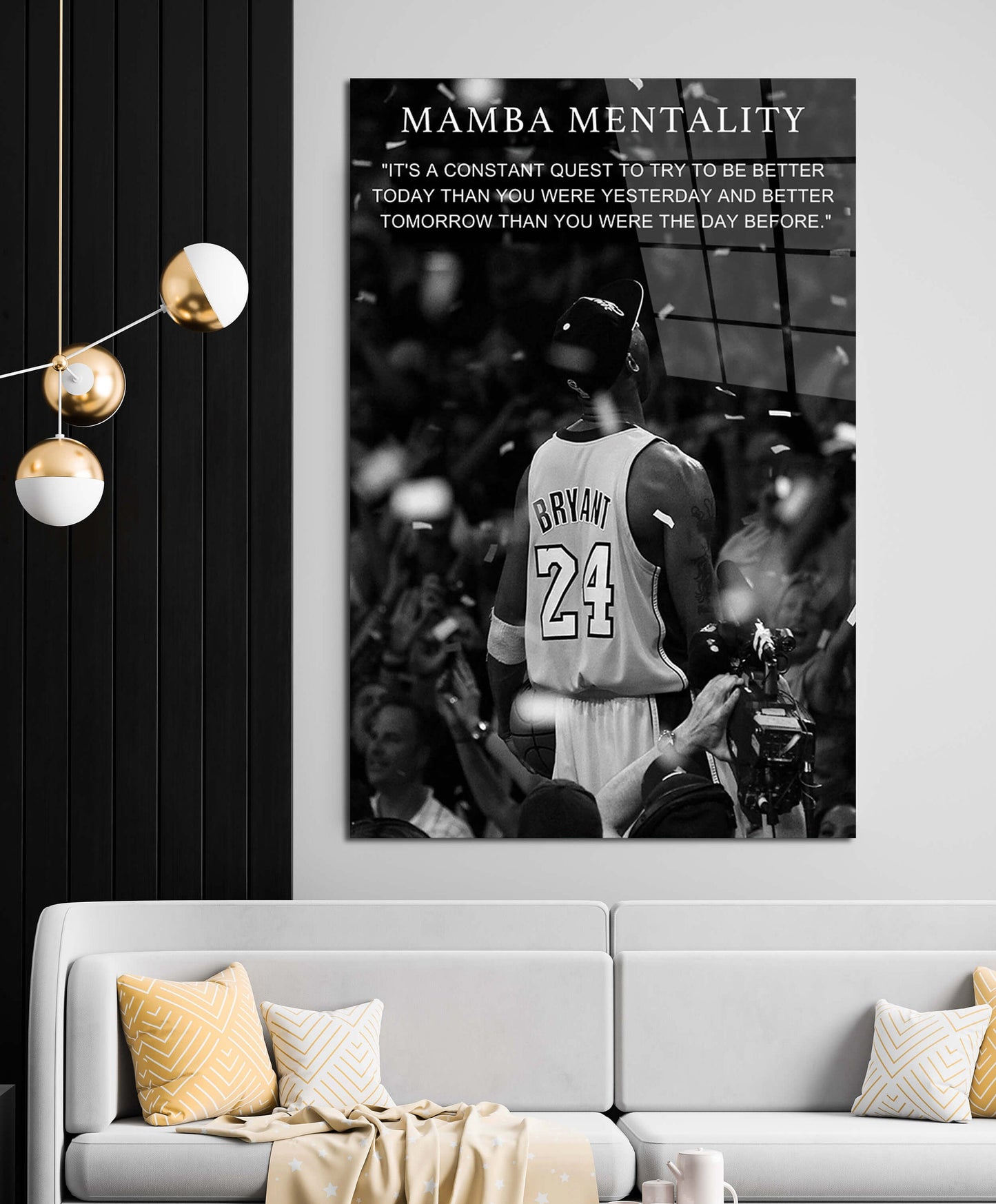 Mamba Mentality Kobes Framed Canvas Sport Quotes Inspirational Wall Art Motivational Kobe Posters Bryant Decor Living Room Artwork Men Gym