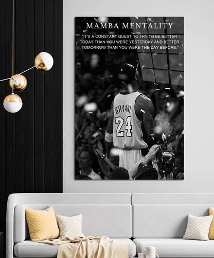 Mamba Mentality Kobes Framed Canvas Sport Quotes Inspirational Wall Art Motivational Kobe Posters Bryant Decor Living Room Artwork Men Gym