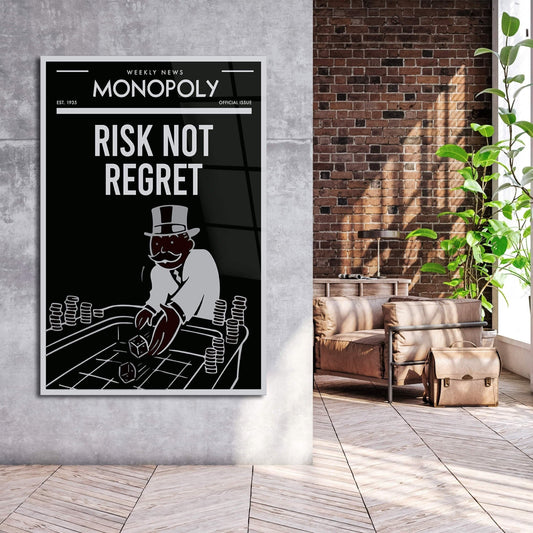 ALEC Monopoly Wall Art - Motivational  Canvas Print for Office  - Uncle Sam Inspirational Entrepreneur Poster - RISK Not REGRET