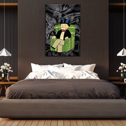 Limited Edition Alec Monopoly Canvas Chair - Green and Black Luxury Motivation Office and Wall Art Poster - Made in the USA Art