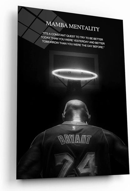 Mamba Mentality Kobes Framed Canvas Quotes Inspirational Wall Art Motivational Kobe Posters Bryant Decor Fan Men Gym Poster Sports Halo Rim