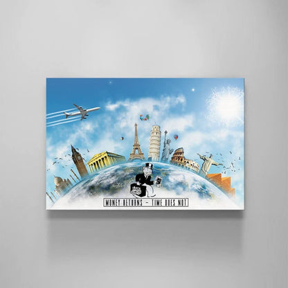 Stunning USA-Made Acrylic Metal and Canvas Art ec Monopoly Canvas Money Returns Time Does Not - Perfect for Your Decor Needs