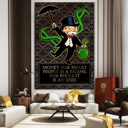 Alec Monopoly Canvas - Limited Edition Gold and Black Office Wall Art Poster for Smart and Wealthy Motivation