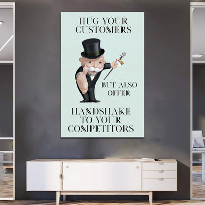 Handshake Kindness Canvas Art by Alec Monopoly  Inspirational Living Room Decor  Motivational Office Wall Art  Alec Monopoly Poster