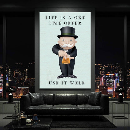 Alec Monopoly Canvas Art - Inspirational Living Room and Office Wall Decor  Life Motivation Poster with New Alec Art  Limited Time Offer