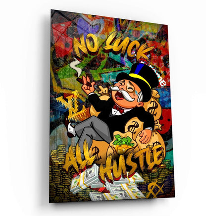 No Luck All Hustle Alec Monopoly Wall Art, Motivational Poster, Inspirational Entrepreneur Print, Pop Culture Office Money Financial Freedom