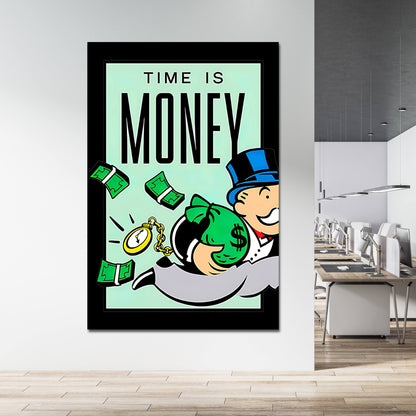 Time is Money Motivational Monopoly Wall Art Print - Perfect for Entrepreneurs and Businessmen - No Luck All Hustle Poster - Made in USA