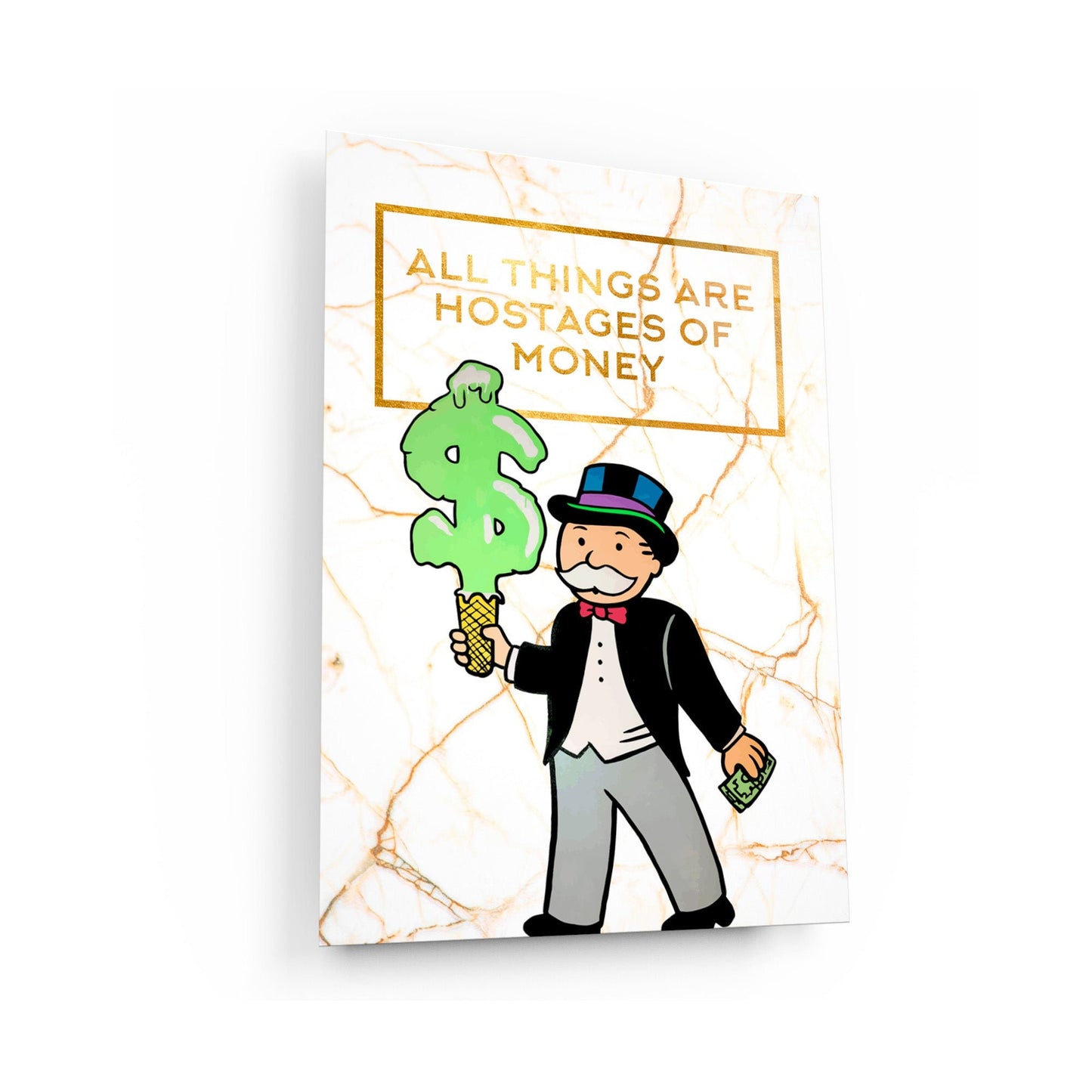 Alec Monopoly Canvas  Hostages Of Money Poster  Gold Office Art  Limited Edition Wall Art  Rich Luxury Motivation