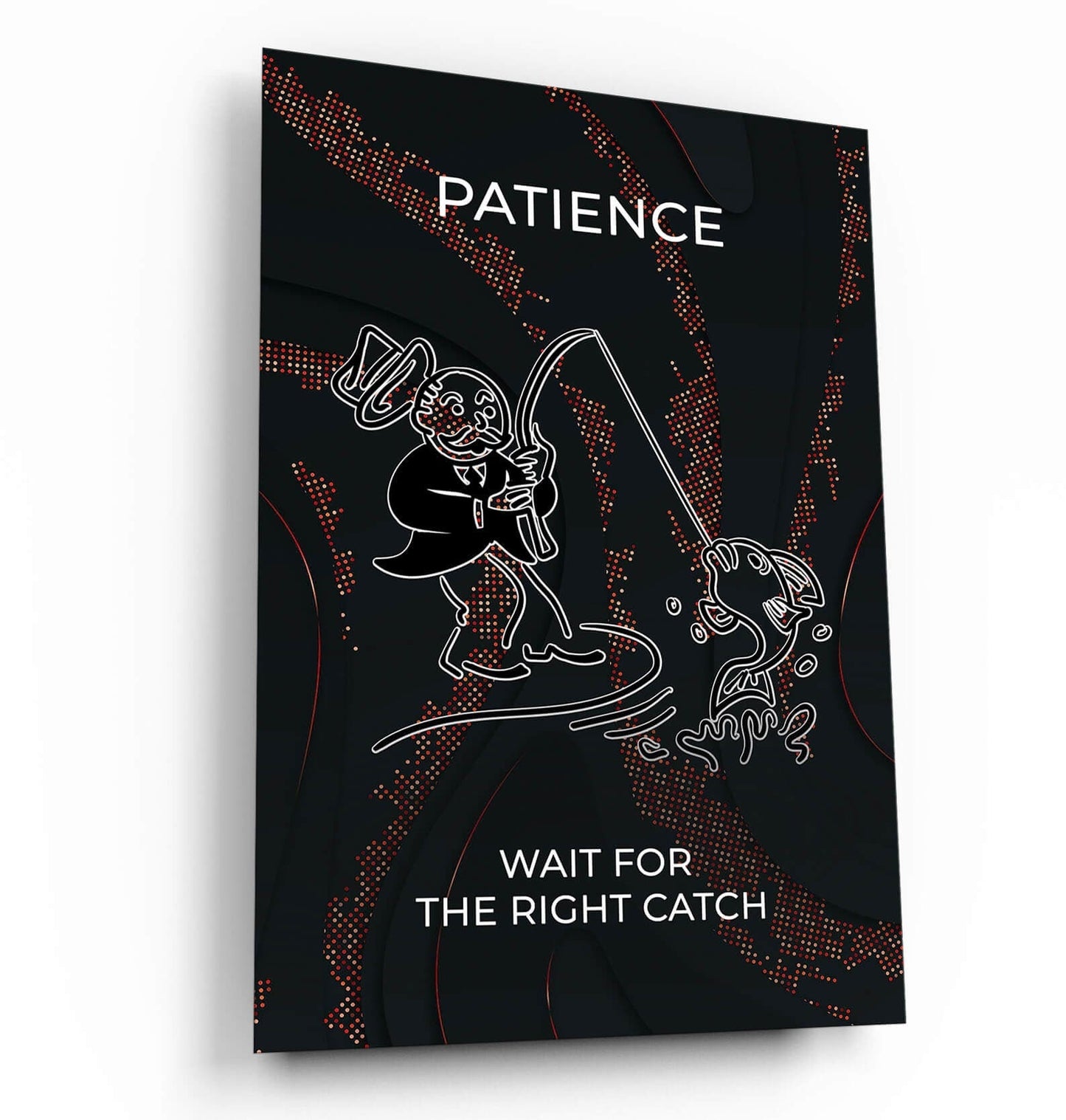 ALEC MONOPOLY Wall Art - Patience Motivational Canvas Poster with Inspirational Rich Uncle - Office Entrepreneurs  Wait For The Right Catch