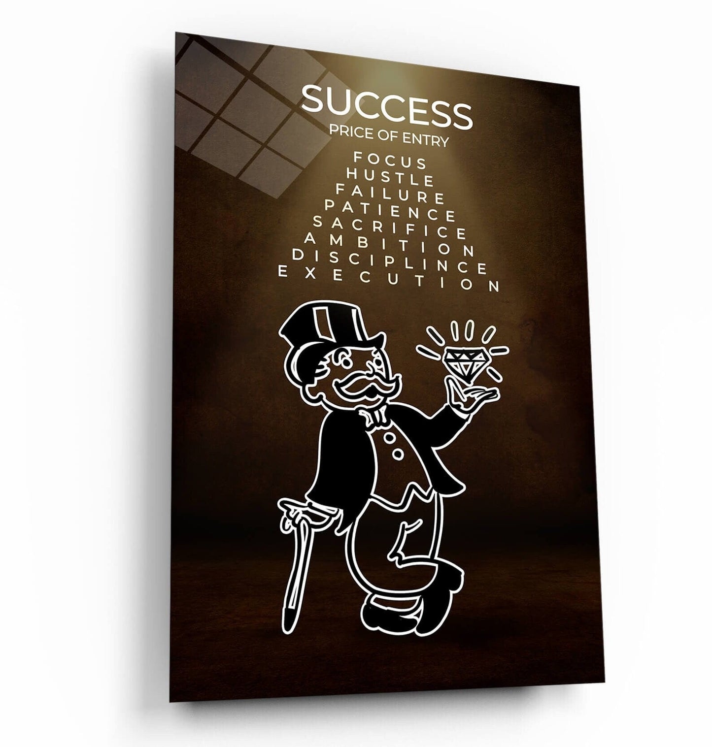 ALEC MONOPOLY Success Motivational Art  Acrylic Canvas Poster for Office - Rich Uncle Inspiration with Focus Ambition Hustle Discipline