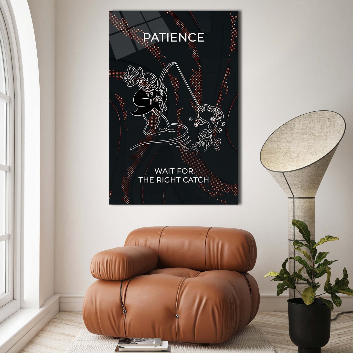 ALEC MONOPOLY Wall Art - Patience Motivational Canvas Poster with Inspirational Rich Uncle - Office Entrepreneurs  Wait For The Right Catch