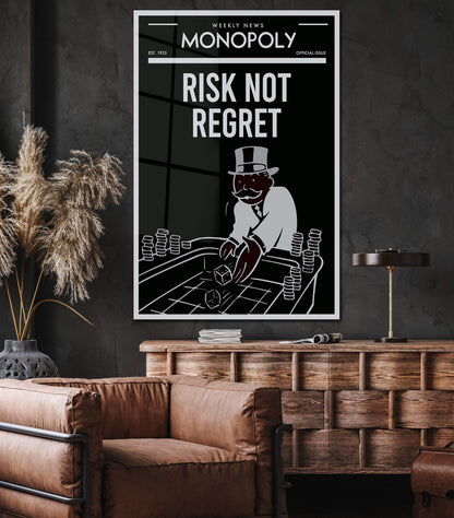 ALEC Monopoly Wall Art - Motivational  Canvas Print for Office  - Uncle Sam Inspirational Entrepreneur Poster - RISK Not REGRET