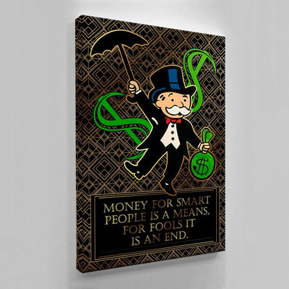 Alec Monopoly Canvas - Limited Edition Gold and Black Office Wall Art Poster for Smart and Wealthy Motivation