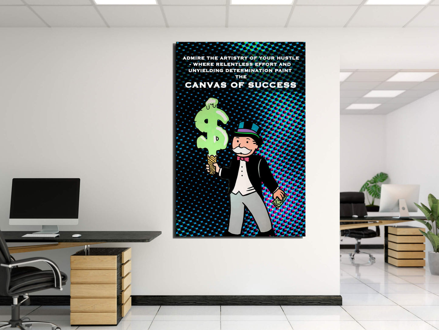 Alec Monopoly Canvas Of Success Limited Edition Green Dollar Rich Motivation Office Wall Art Poster with Acrylic Metal and Canvas Options