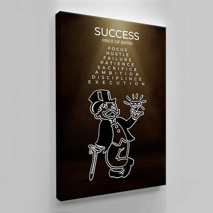 ALEC MONOPOLY Success Motivational Art  Acrylic Canvas Poster for Office - Rich Uncle Inspiration with Focus Ambition Hustle Discipline