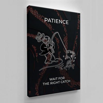 ALEC MONOPOLY Wall Art - Patience Motivational Canvas Poster with Inspirational Rich Uncle - Office Entrepreneurs  Wait For The Right Catch