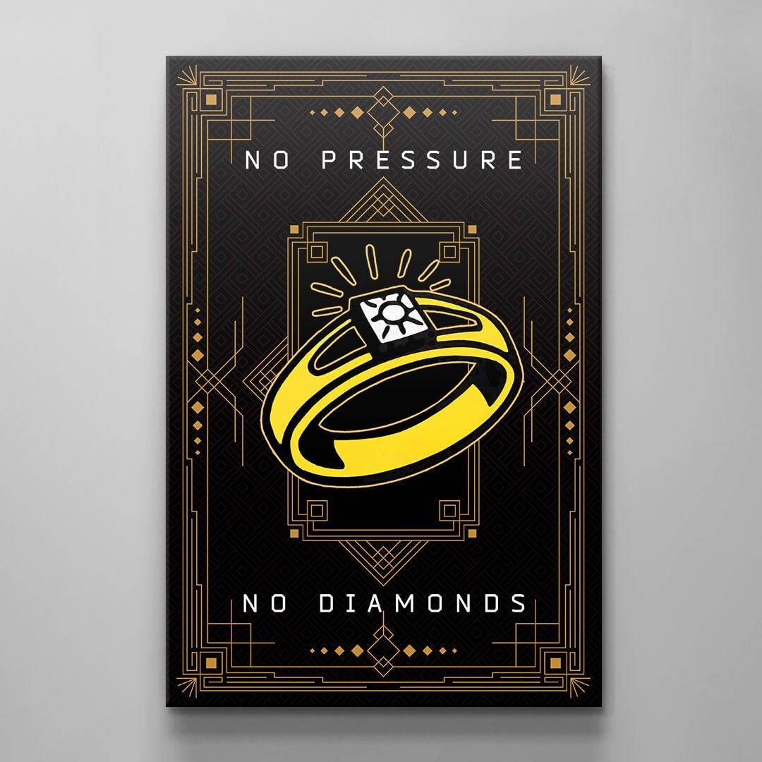 Monopoly Wall Art - Motivational Poster for Entrepreneur Office - Inspirational Canvas with Hustle Quote Sign - No Pressure No Diamonds Art