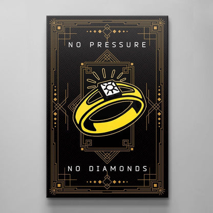 Monopoly Wall Art - Motivational Poster for Entrepreneur Office - Inspirational Canvas with Hustle Quote Sign - No Pressure No Diamonds Art