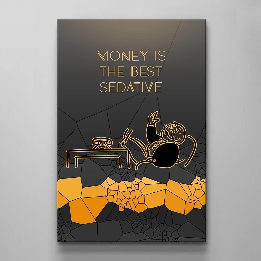 ALEC MONOPOLY Wall Art - Inspirational Motivational Poster with Money and Success Themes Rich Uncle Canvas in Luxurious Gold