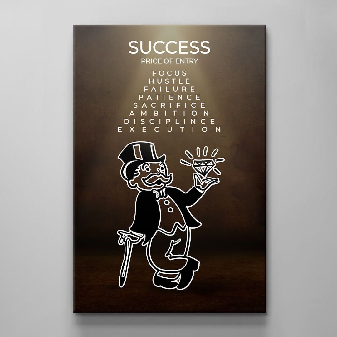 ALEC MONOPOLY Success Motivational Art  Acrylic Canvas Poster for Office - Rich Uncle Inspiration with Focus Ambition Hustle Discipline