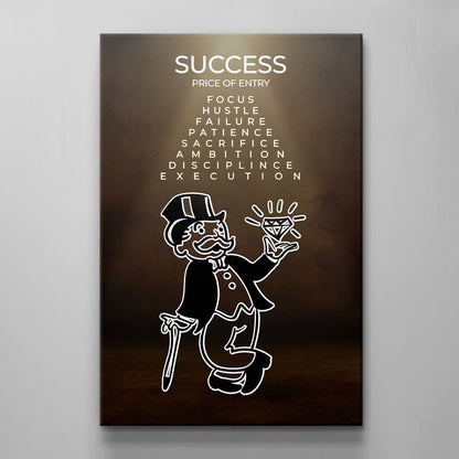 ALEC MONOPOLY Success Motivational Art  Acrylic Canvas Poster for Office - Rich Uncle Inspiration with Focus Ambition Hustle Discipline